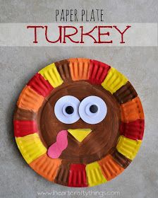 a paper plate turkey with googly eyes on it