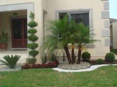 a house that has some plants in front of it