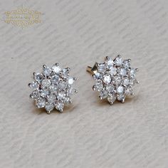 14K Solid Gold White Diamond Studs Earrings, Pave Diamond Stud Earrings, Gold Stud Earrings, White Diamond Studs Earrings, Gold Stud Jewelry ✔ Made to Order ✔ SKU - EAMJ-1680 ✔ Metal : 14K Solid Yellow Gold  ✔ Gross Weight: 1.92 Grams Approximate  ✔ Diamond WT : 0.58 Carats Approximate  ✔ Setting Type: Micro Pave ✔ Diamond Cut: Round Single Cut ✔ Diamond Color Clarity: H Color SI Clarity ★ Notes : ✔ Don't forget to hit the favorite button in order to track the item on your favorites/wish list. ✔ Please kindly leave your phone number at checkout for delivery purposes. ♦ Other finishes and styles are available in our store! Message us for any custom work! ♦ ♥ I am more than happy to welcome you to my shop, please contact me for anything you may need. All are designed and handmade by me and m White Diamond Cluster Earrings For Formal Occasions, White Diamond Cluster Earrings For Formal Events, White Cubic Zirconia Cluster Earrings For Formal Occasions, White Cluster Diamond Earrings With Halo Design, White Cluster Diamond Earrings For Formal Occasions, White Cluster Halo Diamond Earrings, White Round Diamond Cut Cluster Earrings, White Sterling Silver Cluster Earrings For Anniversary, White Round Cluster Earrings With Diamond Cut