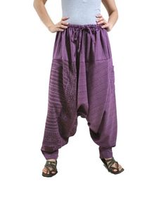 Loose Harem Pants, Loose Boho Pants Funky Hippie Harem Drop Crotch Printed Heather Plum Cotton Mix P Tank Jumpsuit, Tie Dye Pants, Pants With Elastic Waist, Tank Romper, Spiral Tie Dye, Festival Pants, Tie Dye Cotton, Oversize Women