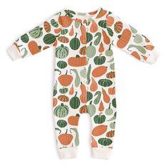 The coziest one-piece outfit, in our Gourds & Pumpkins print. A happy harvest that's simply, dare we say, gourd-geous! Our classic jumpsuit is made from super-soft french terry and has six snaps up the front and the softest ribbed ankle and wrist bands - not too tight, of course! The ideal cozy outfit! -Made in Brooklyn NY USA -100% Certified Organic Cotton Bloomers Shorts, Long Romper, One Piece Outfit, Pumpkin Print, Bubble Romper, Kids Pajamas, Cozy Outfit, Sleeved Romper, Long Sleeve Romper