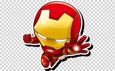 an iron man cartoon character with his arms out and eyes wide open, on a transparent background