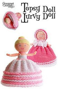 crochet pattern for two dolls in pink and white dresses