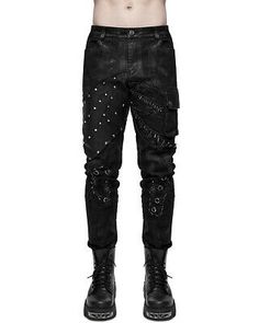 Find many great new & used options and get the best deals for Devil Fashion Mens Goth Punk Jeans Pants Black Dieselpunk Studded Custom Grunge at the best online prices at eBay! Free shipping for many products! Gothic Grunge Outfits Men, Gothic Grunge Outfits, Emo Fashion Boys, Goth Mens Fashion, Teen Spring Outfits, Grunge Outfits Men, Punk Jeans, Goth Pants, Gothic Pants