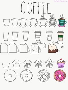 coffee cups and donuts are shown in this worksheet for kids to learn how to