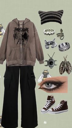 Outfit Inspo Shuffles, Emo Outfit Ideas, Tomboy Outfit Ideas, Grunge Fits, Silly Clothes, Grunge Outfit, Cute Comfy Outfits