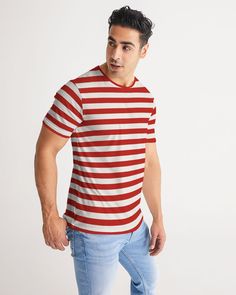 About The Art Classic Vluxe Red Stripe The Classic Stripe is never out of style. Product Details Handmade with premium wear resistant fabric, this carefully crafted tee is a daily wardrobe essential. Dressed up or down, our Men's Tee offers complete comfort and style. Soft, breathable fabric Crewneck Short sleeves Double needle topstitch hem Printed, cut, and handmade Size & Fit Standard fit Moderate stretch Hits at hip Model is 6'2" wearing a size Medium Model's chest size is 38" Material & Car Classic Red Tops For Everyday, Classic Red Tops For Everyday Wear, Red Stripes Top, The Little Prince, Red Stripe, Out Of Style, Mens Tees, Wardrobe Essentials, Breathable Fabric