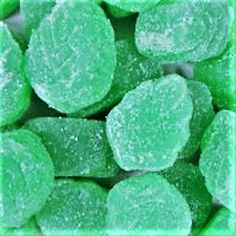 close up view of green gummy bears