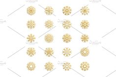 golden snowflakes on white background