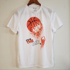 Authentic Champion It’s In The Air T-Shirt Size Xl White Screen Print Sports Top, White Moisture-wicking Crew Neck T-shirt, White Screen Print Tops For Sports, Orange White, Color Orange, Colorful Shirts, Womens Tops, Tops & Tees, Orange