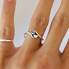 925 sterling silver Height: 8mm Symbolizes: love, pets, animals, and compassion Paw Ring, Dog Playpen, Silver Heart Ring, Ring Heart, Small Heart, Ring Silver, Silver Heart, Rings Statement, Statement Rings