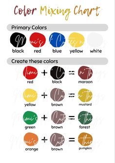 color mixing chart with different colors