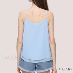 Lasaky - Sleeveless Camisole Top with Solid Color for a Sensual and Stylish Look Sleeveless Camisole With Delicate Straps For Spring, Spring Sleeveless Camisole With Delicate Straps, Delicate Straps Sleeveless Camisole For Spring, Spring Sleeveless Tank Top With Delicate Straps, Summer Vest With Built-in Bra And Spaghetti Straps, Sleeveless Summer Vest With Built-in Bra, Sleeveless Vest With Built-in Bra For Summer, Summer Sleeveless Vest With Built-in Bra, Spring Cami Vest With Built-in Bra