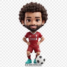 a soccer player with curly hair and beard standing next to a soccer ball, hd png