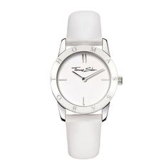 WA0148 White and Silver Watch-THOMAS SABO-Swag Designer Jewelry Timeless White Watch With Stainless Steel Clasp, White Timeless Watch With Metal Dial, Classic White Watches With Metal Dial, Classic White Watch With Metal Dial, Timeless White Watches, Timeless White Quartz Watches, Luxury White Watches With Metal Dial, Luxury White Watches With Leather Strap, Classic White Leather Watch