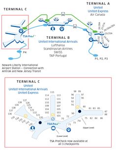 two maps showing the locations of terminal c and terminal c, with their corresponding terminals