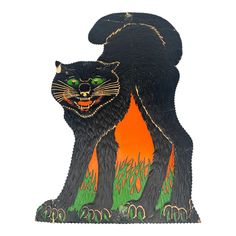 Vintage Halloween Beistle 1930s Arched-Back Black Cat Scalloped Edges Die Cut at Eerie Emporium. Hissing Cat, Scary Cat, Halloween Graphics, Halloween Collectables, Halloween Scary, Halloween Cat, Scary Halloween, 1960s Vintage, One Sided