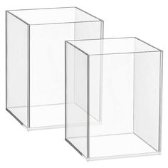 two clear boxes are sitting side by side