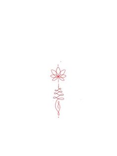 a red line drawing of a flower on a white background