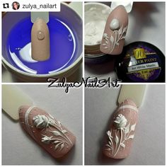 #Repost @zulya_nailart (@get_repost) Nail Art Fleur, Acrylic Nail Shapes, Nail Art Techniques, Short Nails Art, Rose Nails