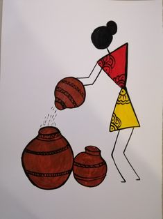 a child's drawing of a cartoon character juggling balls with his arms and legs