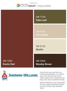 the color scheme for sheryln - williams's paint swatches is shown