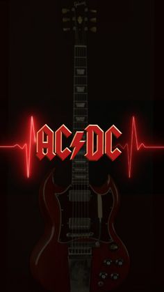 an electric guitar with the words ac dc on it