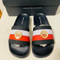 Brand New. Tommy Hilfiger Women’s Slides Size 5 Color: Black Comes In Their Original Box. Casual Black Tommy Hilfiger Sandals, Black Synthetic Sandals By Tommy Hilfiger, Tommy Hilfiger Black Sandals For Spring, Tommy Hilfiger Black Open Toe Sandals, Tommy Hilfiger Flip Flops For Beach In Summer, Tommy Hilfiger Slip-on Beach Sandals, Tommy Hilfiger Slides, Tommy Hilfiger Sandals, Glitter Slides