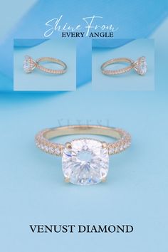 an image of a diamond ring with the words venus diamonds on it and two images of each