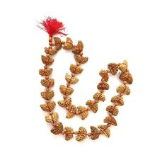 This 1 Mukhi Rudraksha Half Moon Shaped Mala is consists of 33 Rudraksha Beads of 1 Mukhi that are string in a red colored thread. 1 Mukhi Rudraksha Mala brings overall prosperity, good luck, and happiness to the Wearer. Color: Beige Brown Mix Total Beads: 32+1 Size of Beads: 27mm to 32mm Shape of Bead: Half-moon Shape Length of Mala: 18 Inches approx. *Please note that as Rudraksha is Natural Gift of nature, the pattern and color on beads might vary depending upon lot to lot. (Images shown in l Spiritual Beaded Necklaces For Festive Occasions, Temple Necklace With Latkans And Round Beads For Festivals, Festive Temple Jewelry Beaded Necklaces With Latkans, Festive Temple Necklace With Round Beads For Rituals, Festive Temple Jewelry Beaded Necklace With Latkans, Traditional Festive Mala With Latkans, Festive Round Beaded Necklaces For Festivals, Festive Temple Jewelry Mala With Latkans, Traditional Beaded Necklaces For Navratri