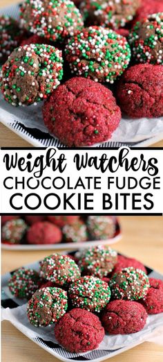 chocolate fudge cookies with sprinkles on top and the words weight watchers above them