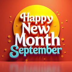 the happy new month sign is displayed on a red background