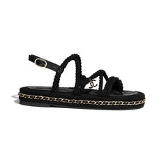 Cord Black Sandals | CHANEL Chanel 2021, Woven Metal, Baby Dior, Chanel Cruise, Soft Luxury