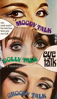 1960s Makeup, 60s Makeup, 1960s Hair, 70s Makeup, Michelle Phan, Makeup Ads, Retro Makeup, Beauty Ad, Vintage Cosmetics