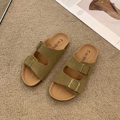 Olivia Mark - Classic Literary Beach Sandals with Casual Buckle Straps Suede Flats Shoes, Yoga Shoes, Chunky Platform Sandals, Embroidered Flats, Shoe Sole, Sole Sneakers, Suede Flats, Leather Weaving, Fashion Sandals