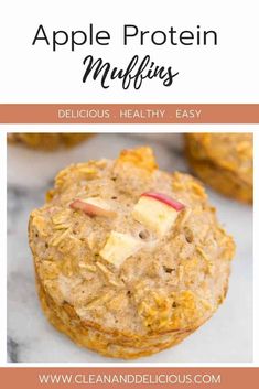 apple protein muffins with text overlay