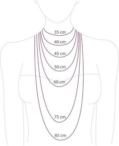 a diagram showing how to measure the length of a necklace with measurements for each chain