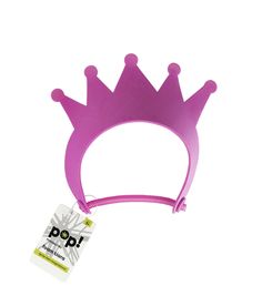 a purple crown headband on top of a white background with a tag attached to it