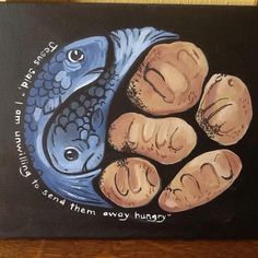 a painting of two fish with the words i don't know what they are