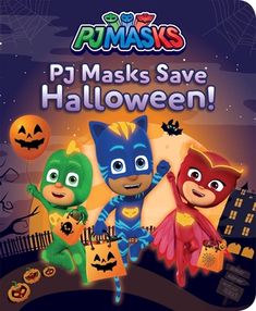 Catboy, Owlette, and Gekko celebrate Halloween in this action-packed board book based on PJ Masks, the hit preschool series airing on Disney Junior! The PJ Masks have to protect all the kids from Luna Girl, Night Ninja, and the Wolfy Kids who team up to steal everyone's treat bags. It's up to the PJ Masks to save the day--and Halloween! PJ Masks (c) Frog Box / Entertainment One UK Limited / Walt Disney EMEA Productions Limited 2014 Frog Box, Night Ninja, Luna Girl, Girl Night, Halloween Books, Holiday Books, Board Book, Disney Junior, Coloring Book Art