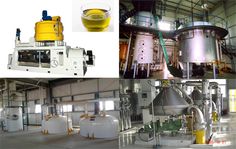 three pictures showing different types of oil and other things in the process, including machinery