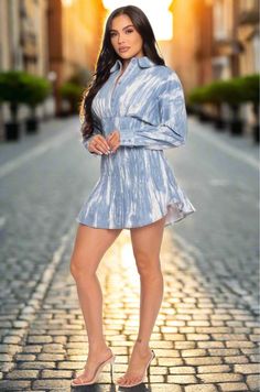 Experience elevated style with our Tie Dye Mini Buttoned Down Cocktail Shirt Dress - a fashion-forward, comfortable piece that seamlessly blends style and ease. This versatile dress is meticulously crafted with attention to detail and is a must-have addition to your collection. Key Features: 1. Fabric: Immerse yourself in the stretchable denim material crafted from 97% Polyester and 3% Spandex for optimal comfort and flexibility. 2. Fit: Enjoy a flattering fit with size options ranging from Smal Cocktail Dress Curvy, Casual Cocktail Dress, Cocktail Dress Formal, Curvy Swimwear, Summer Cardigan, Elevated Style, Spring Sweater, Denim Material, Versatile Dresses