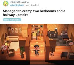 Upstairs Design, Bedroom Upstairs, Ac Ideas, Clarinets, Animal Crossing Funny, Ac New Leaf, Animal Crossing Fan Art, Animal Crossing Memes