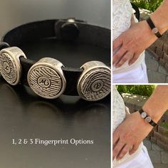 two pictures of the same bracelet with different designs