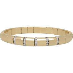 Roberto Demeglio - 18K Yellow Gold Stretch Bracelet With 5 Diamond Sections in 18K Yellow Gold Gold Stretch Bracelet, Tennis Necklace, Gold Collection, Metal Bracelets, Round Cut Diamond, Eternity Bands, Stretch Bracelet, Estate Jewelry, Stretch Bracelets