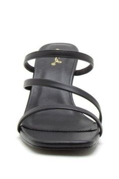 This strappy mule sandal redefines versatility with its strappy design and easy slip-on style, offering a chic and contemporary addition to your footwear collection. The multiple straps create an elegant and eye-catching aesthetic. The mule style provides convenience and comfort, making it an ideal choice for various occasions. SPECIFICATIONS: Size Info: True to size Heel Height: 85mm Style: Chic Silhouette: Mule Embellishment: NA Length: NA Closure: NA Heel Height: 3.5" Width: NA Care Instructi Adjustable Black Strappy T-strap Sandals, Elegant Black T-strap Sandals With Buckle Closure, Strappy Mules, Black Sleek Open-heel Mules, Black T-strap Sandals With Buckle Closure, Wig Hat, Trim Jacket, Black Synthetic T-strap Sandals With Buckle Closure, Sleep And Loungewear