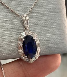 "Metal18k white gold ( solid gold) Stones Baguette and Round cut Diamond weight0.70CT Diamond qualityVS1, VS2 Diamond ColorG Sapphire weight3.00CT Stone....eye clean ..beautiful stone! 🔹Natural Stone Available chain ...16, 18, 20 inches Necklace included \" Necklace...Handmade in USA All Natural Stones" Baguette Cut Gemstone Evening Jewelry, Baguette Cut Gemstone Jewelry For Evenings, Sapphire Jewelry With Diamond Baguette Cut, Sapphire Jewelry With Brilliant Cut For Evening, Elegant Sapphire Jewelry With Baguette Cut, 14k White Gold Baguette Diamond Jewelry Gift, Brilliant Cut Sapphire Jewelry For Evening, Fine Jewelry Sapphire Baguette-cut, Elegant Sapphire Baguette Cut Jewelry