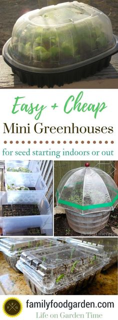 the instructions for how to make an easy and cheap mini greenhouse with plastic trays