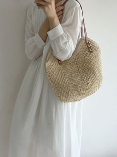 Elena Handbags Retro Straw Woven Tote Bag Large Capacity Straw Shoulder Bag In Beige, Beige Straw Bags With Double Handle, Large Capacity Beige Straw Shoulder Bag, Beige Straw Shopping Bag, Beige Large Capacity Straw Shoulder Bag, Casual Woven Straw Hobo Bag, Beige Large Capacity Basket Shoulder Bag, Spring Braided Crochet Tote Bag, Beige Straw Beach Bag With Double Handle