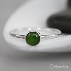 Jade Promise Ring for Her - Sterling Silver Green Gemstone Ring - Bezel-Set Jade Ring - Simple Ring Silver Jewelry Handmade Earrings, Unique Promise Rings, Gemstone Stacking Ring, Cheap Silver Rings, Green Gemstone Ring, White Sapphire Engagement Ring, Promise Ring For Her, Silver Rings With Stones, Handmade Engagement Rings